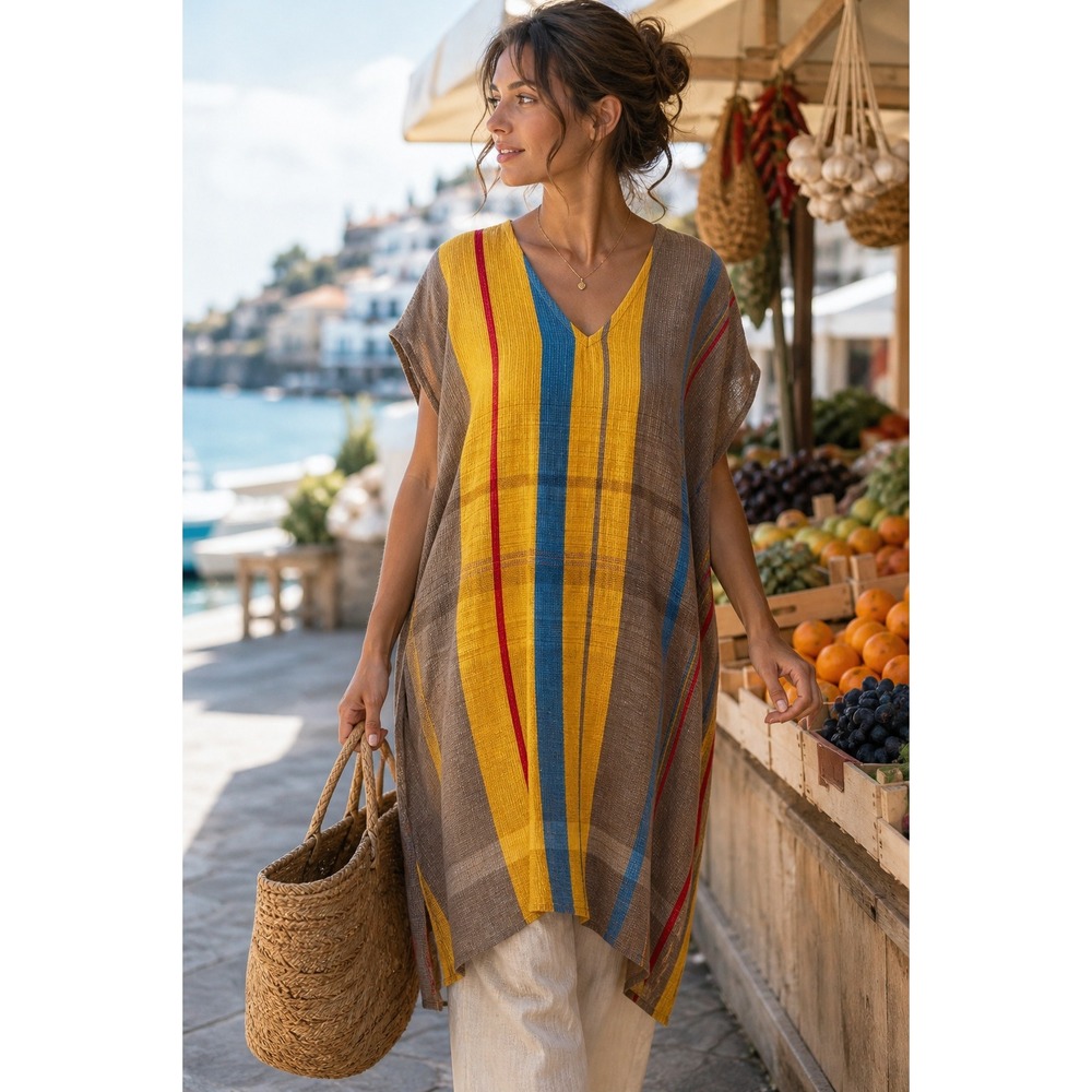 Tamaki Niime Japan Wool Cotton Tunic Dress Artisan Woven One Size
